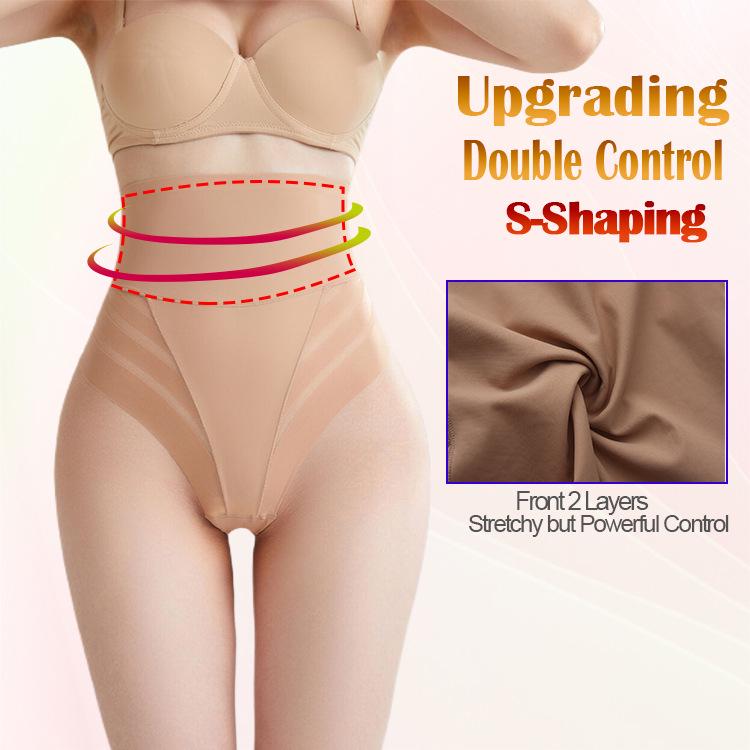 Women's High-Waisted Mesh Thong Shapewear with Tummy Control and Butt Lift
