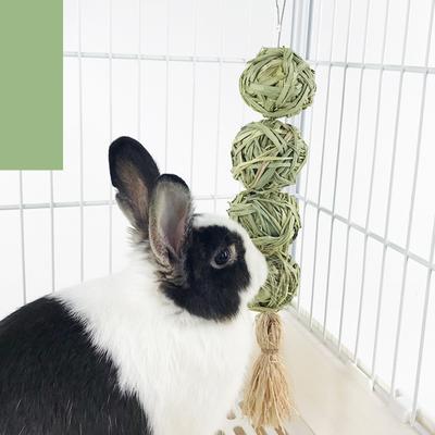 Natural Straw  Ball Hanging String Pet Rabbit Molars Toys To Relieve Boredom Hamster Accessories Pet
