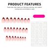 24Pcs French Wine Red Almond Press On Nails Durable Scratch Resistant Manicure Tool For Party Wedding Daily Use