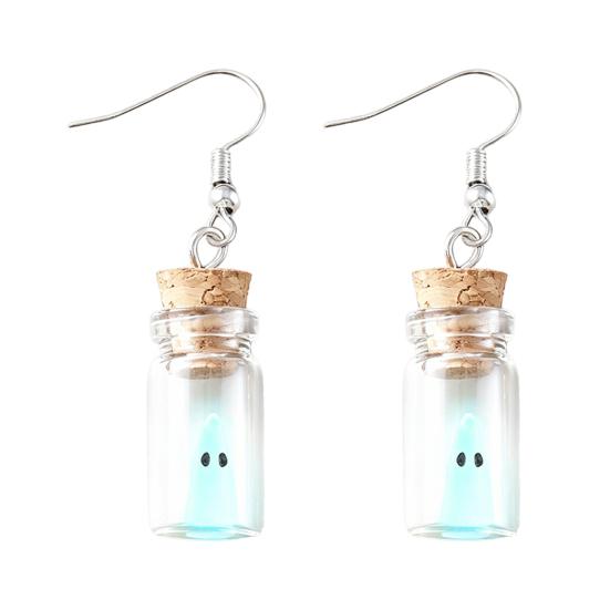 Retro Alternative Necklace Glow Ghost Necklace, Glow-in-The-Dark Bottle Pendant, Cute Unique Earrings Earrings, Gothic Halloween Jewelry for Women Men