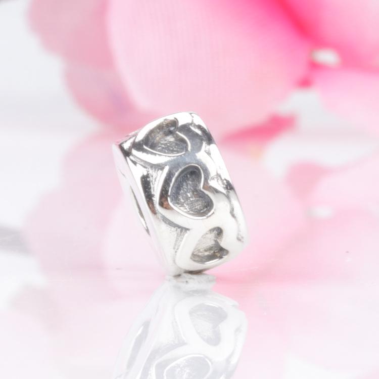 S925 Sterling Silver Heart-Shaped Knot Clip Bracelet with Positioning Buckle
