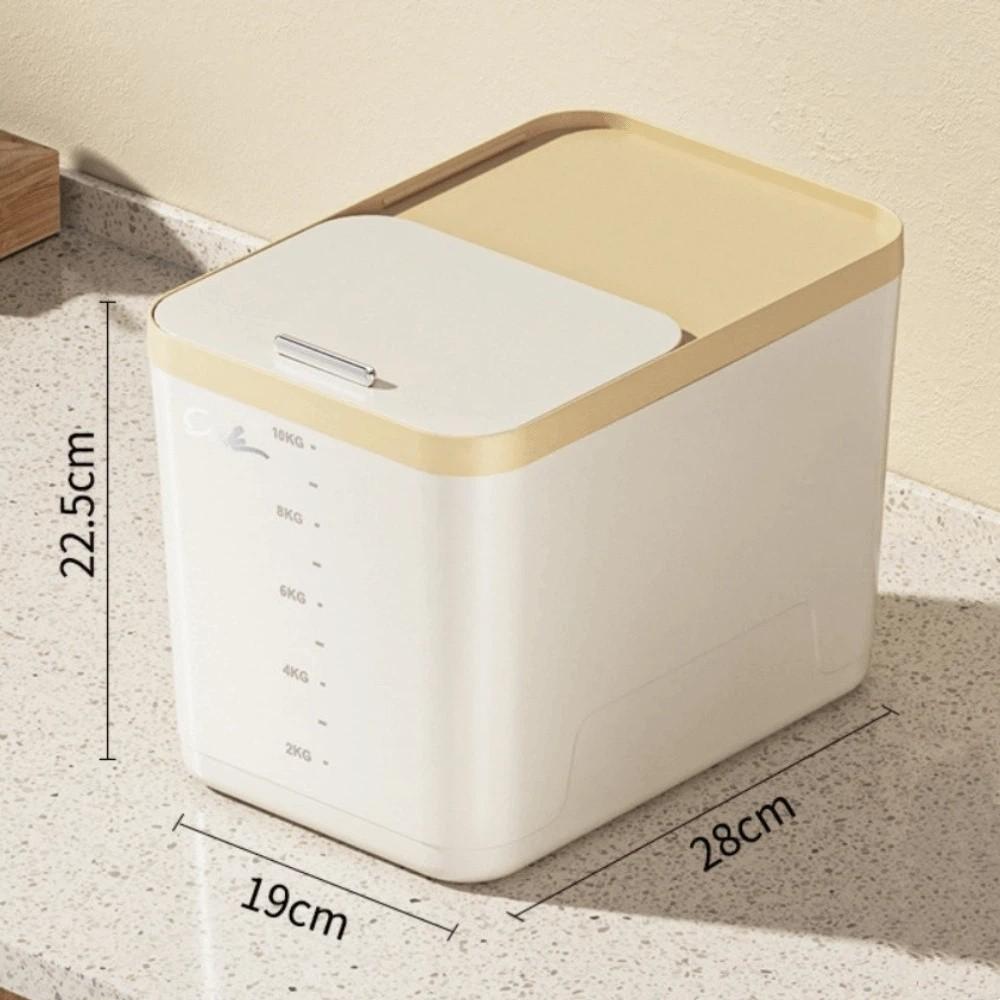 

Food Grade Rice Storage Box Plastic Grain Storage Bin New Rice Bucket Kitchen Use Khaki-10kg