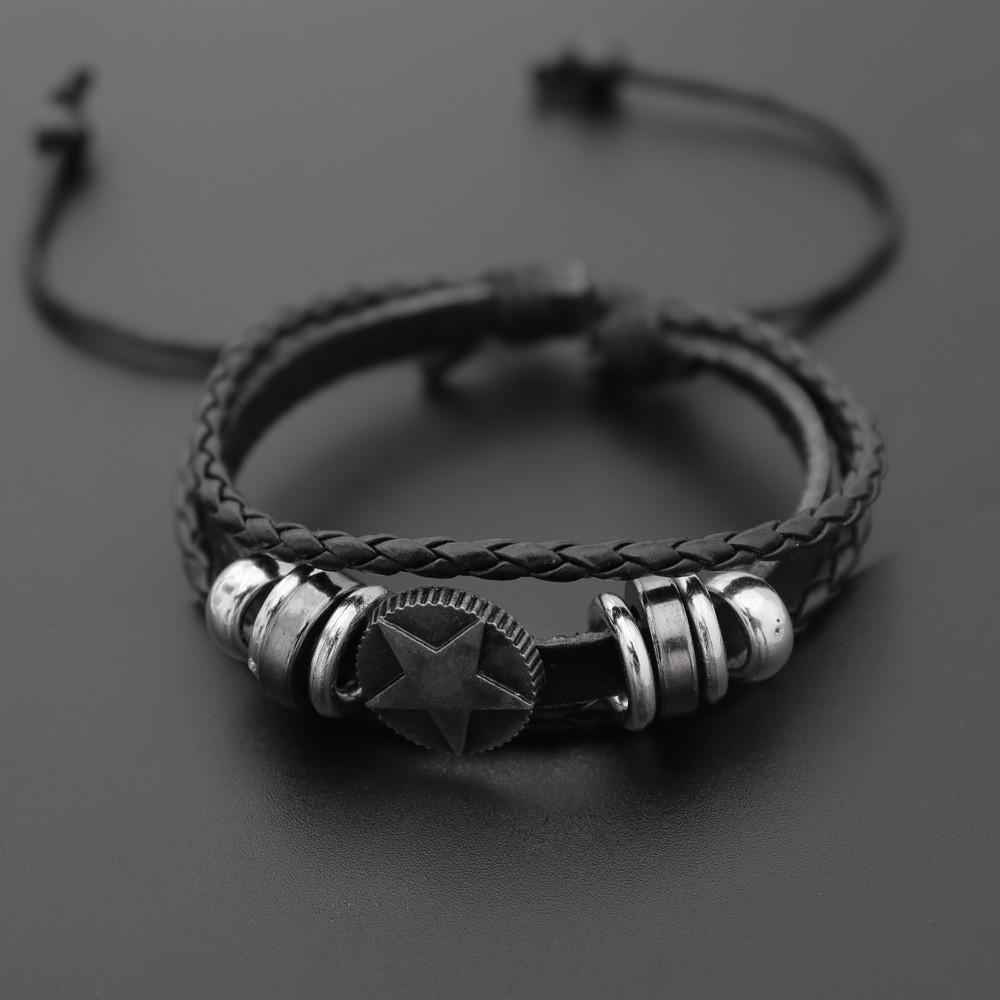Fashion Punk Personality Accessories Five-pointed Star Beaded Bracelet Simple Versatile Adjustable Men's Bracelet