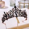 Baroque Black Crystal  Bridal Tiaras Crowns Pageant Prom Diadem Rhinestone Veil Tiara Headband  Wedding Hair Accessories