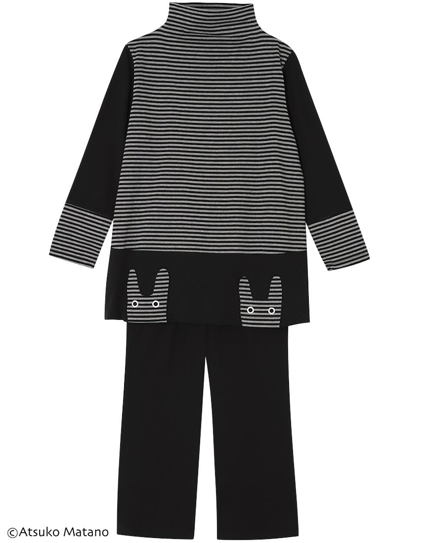 

Pajamas ATSUKO MATANO Long Sleeves Long Pants Cotton Tenjiku Material Top and Bottom Set Cover Type Rabbit HDX511 ATSUKO MATANO GY LL [Wacoal] 100%