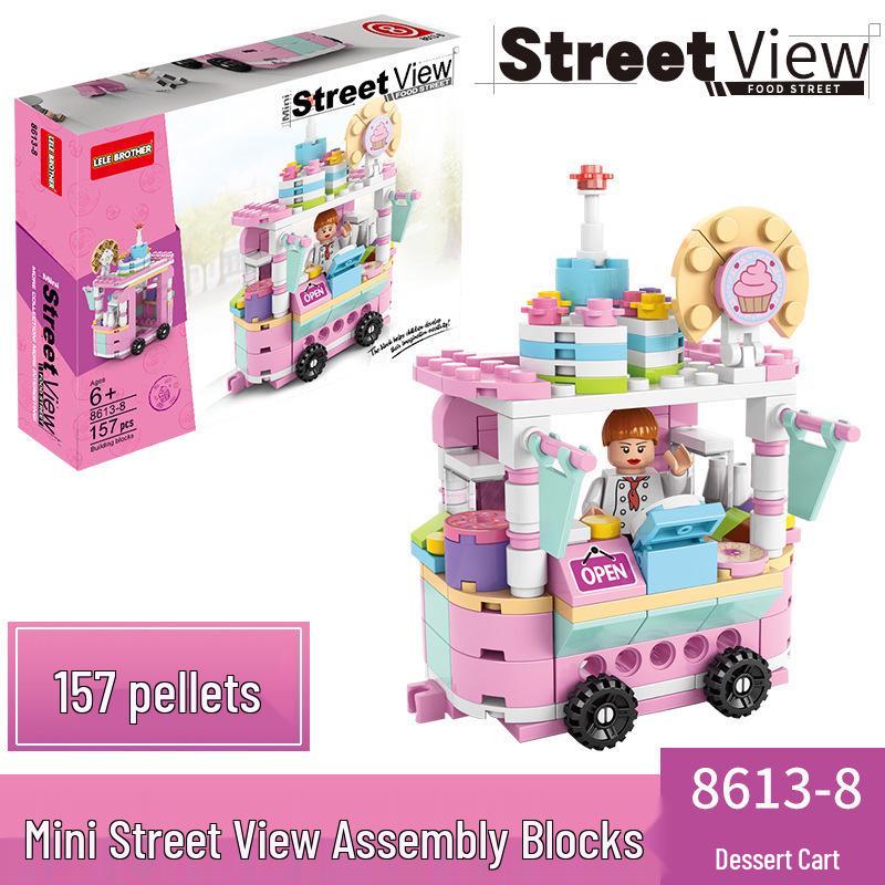 Lego-Compatible Street View Snack Street Mini City Building Toys for Kids - Creative Gifts for Boys & Girls