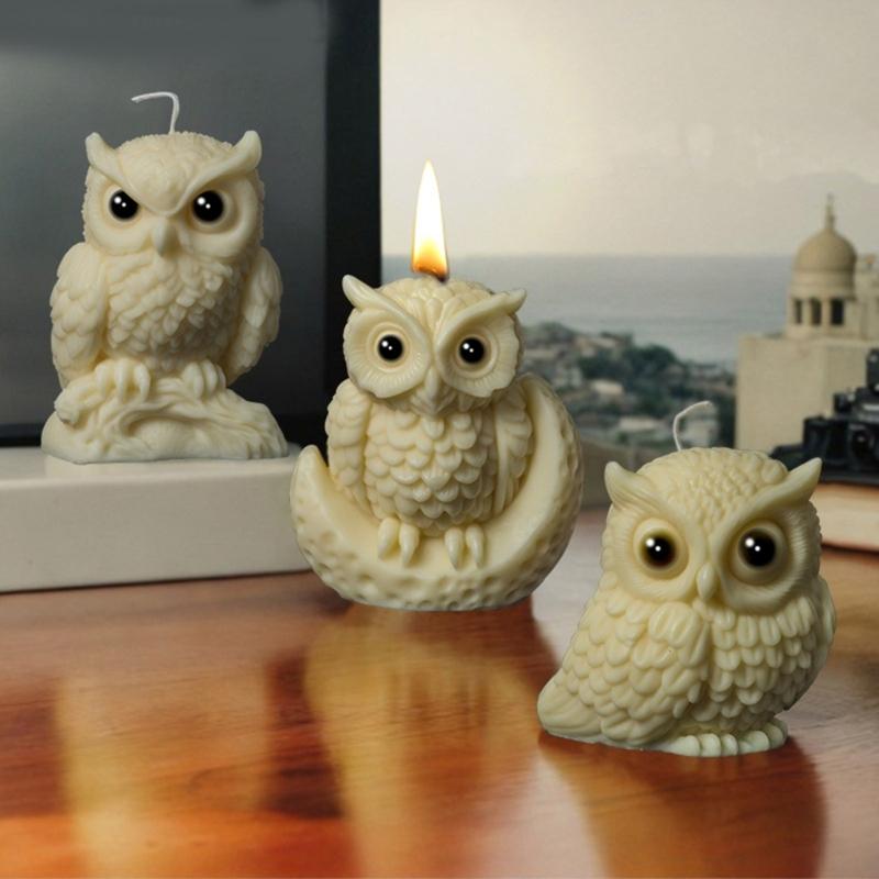 Flexible Silicone Mold Realistic Owl Figurine Candle Crafting Mould Animal Theme Epoxy Resin Mold for Handmade Crafts