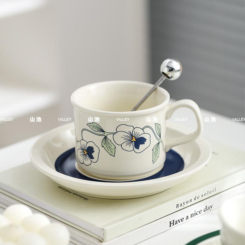 

Medieval Finnish Coffee Cup Saucer Light Luxury High-End Afternoon Teacup Retro Ceramic Cup Office Drinking Cup Souvenir 101-200ml орхидейный