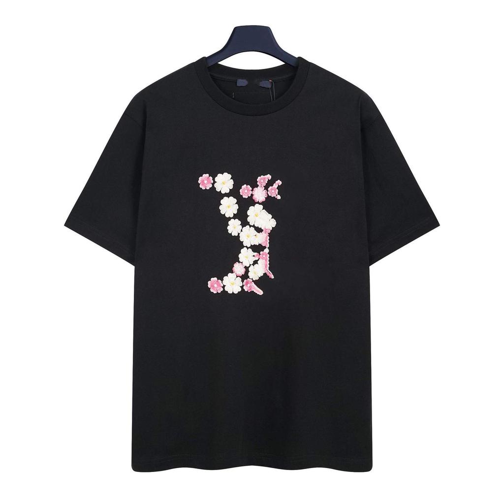 2026 Oversized tričko s potiskem monogramu, Celoplošný vzor, Lehké unisex tričko pro pár