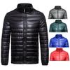 Модная мужская зимняя повседневная толстая верхняя одежда с длинным рукавом и однотонной стойкой