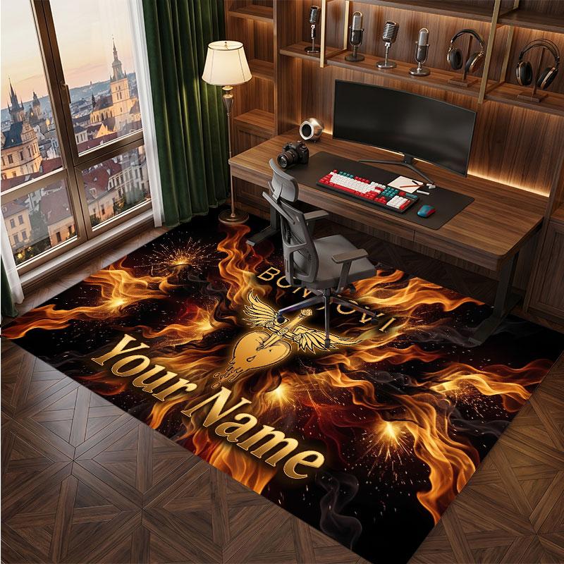 Bon Jovi Personalized Crystal Velvet Carpet, Customized Name Text Soft Anti‑Slip Rug for Living Room Bedroom