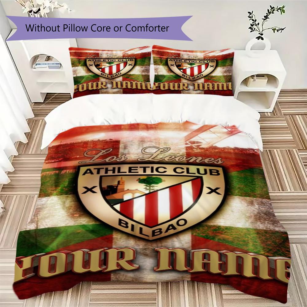 Custom Name Athletic Club Pattern Bedding uilt Set uilt Cover Pillowcase Home Decoration Birthday Gift (1*duvet cover+2*pillowcase without core)