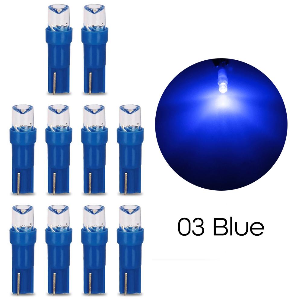 10pcs T5 LED Car Dash Dashboard Lights 74 73 286 Instrument Panel Lamp Speedometer Wedge Side Bulb Concave Lens Green White Blue