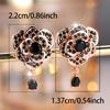 Cute Female Crystal White Black Zircon Flower Stud Earrings Vintage Silver Color Party Wedding Jewelry For Women