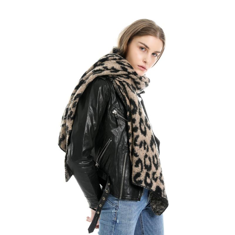 Leopard Print Faux Cashmere Warm Fashionable Versatile Women Scarf
