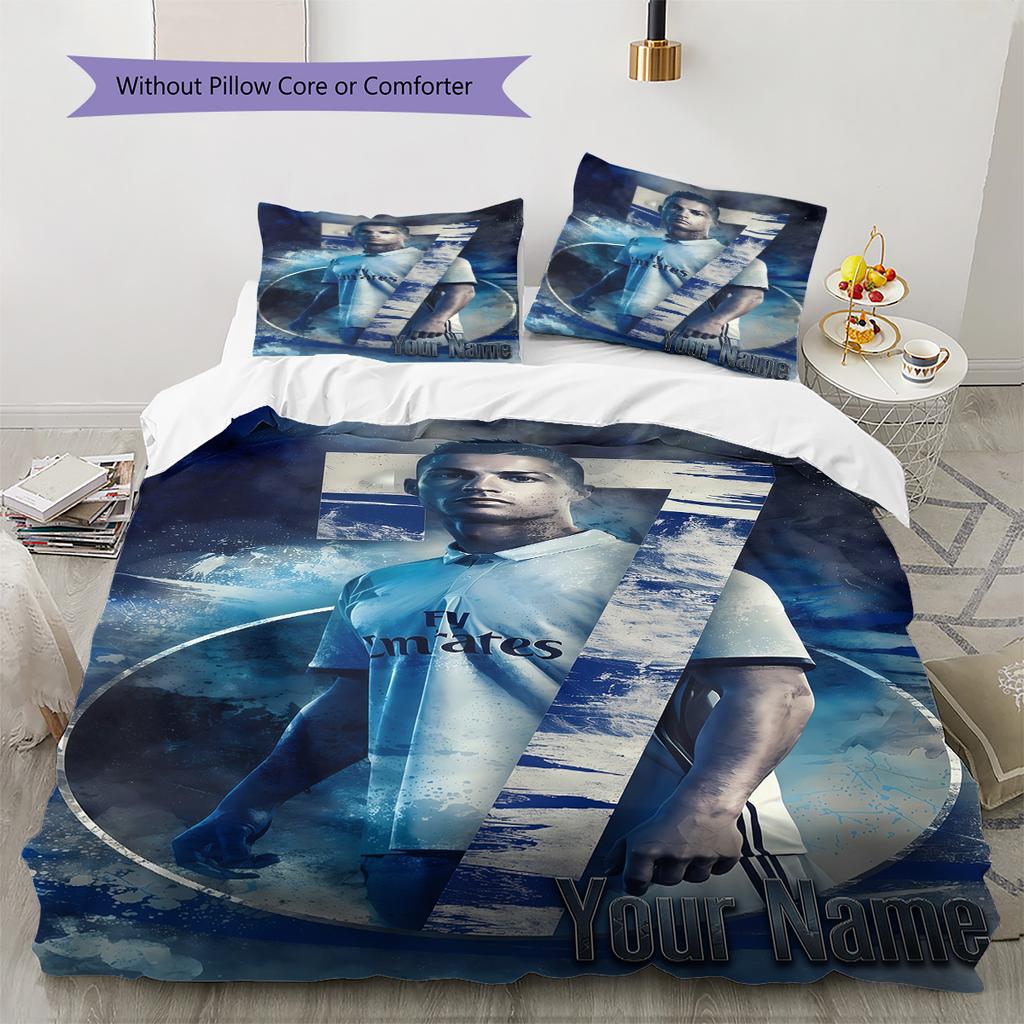Custom Name Football Legend Blue Bedding,Quilt Set Quilt Cover Pillowcase Home Birthday Gift (1 * duvet cover + 2 * pillowcase, without core)
