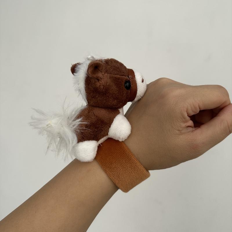 Søt Liten Hest Plysjdukke Armbånd Snap-armbånd For Barn Gave Utstoppet Hest Dame Pannebånd