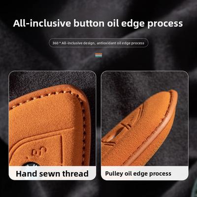 Car Remote Key Case Cover for A3 A4 B9 A6 A7 4K A8 E-tron Q5 Q8 C8 D5 SQ8 Suede Car Key Fob Shell Keychain Protection Bag