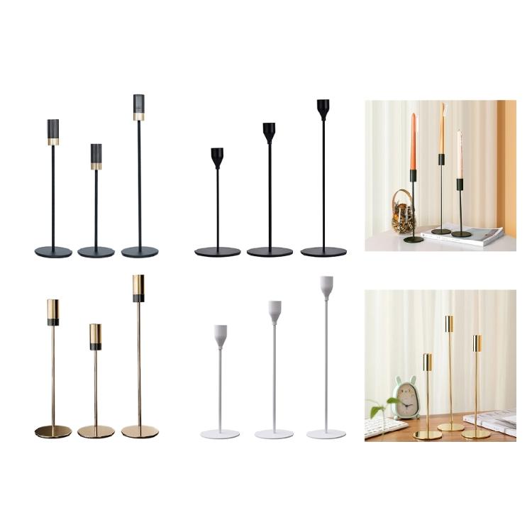 Iron Candle Holders Set 3Pieces French Type Elegant Candle Stands for Creative Inviting Space Decoration Elegant