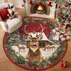 1 PC Christmas Faux Wool Round Rug - Non-Slip Stain Resistant Living Room Bedroom Carpet