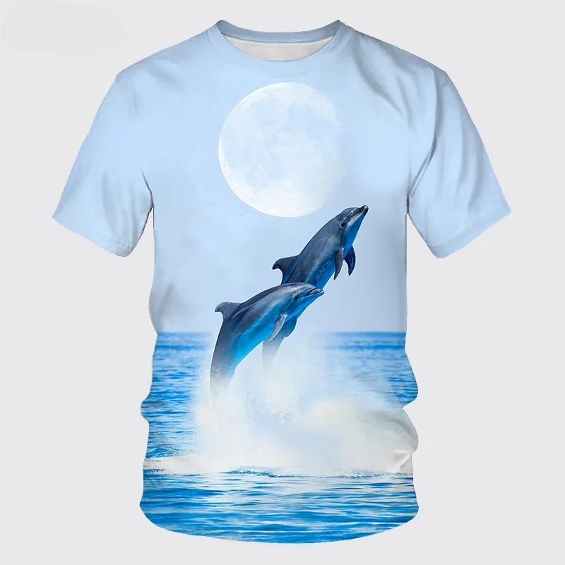 Men Fashion Animal Dolphin 3D Printed T-shirts Summer Funny Short Sleeve Hip Hop Tops