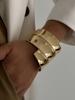 SHIXIN Hip Hop Smooth Gold Color Open Spring Bangles for Women Irregular Geometry Wide Cuff Bracelet Luxury Jewelry Unisex Men