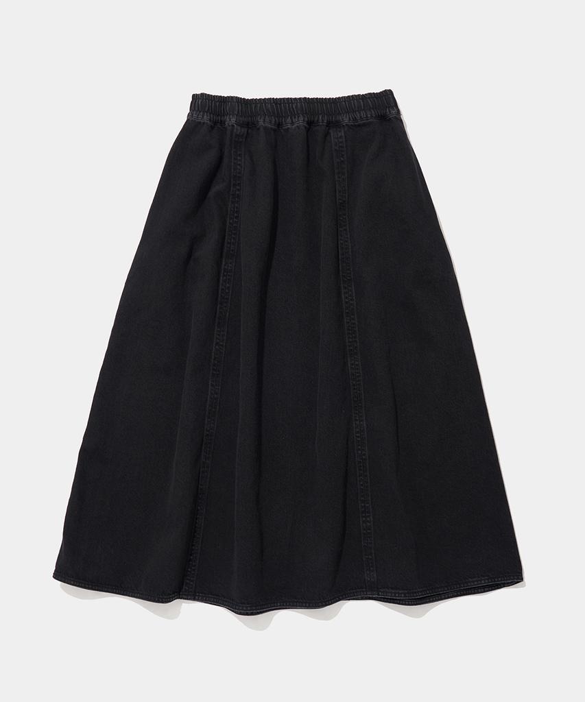 COLUMBIA UNIVERSITY Panel Pleated Denim Skirt_Gray Jean