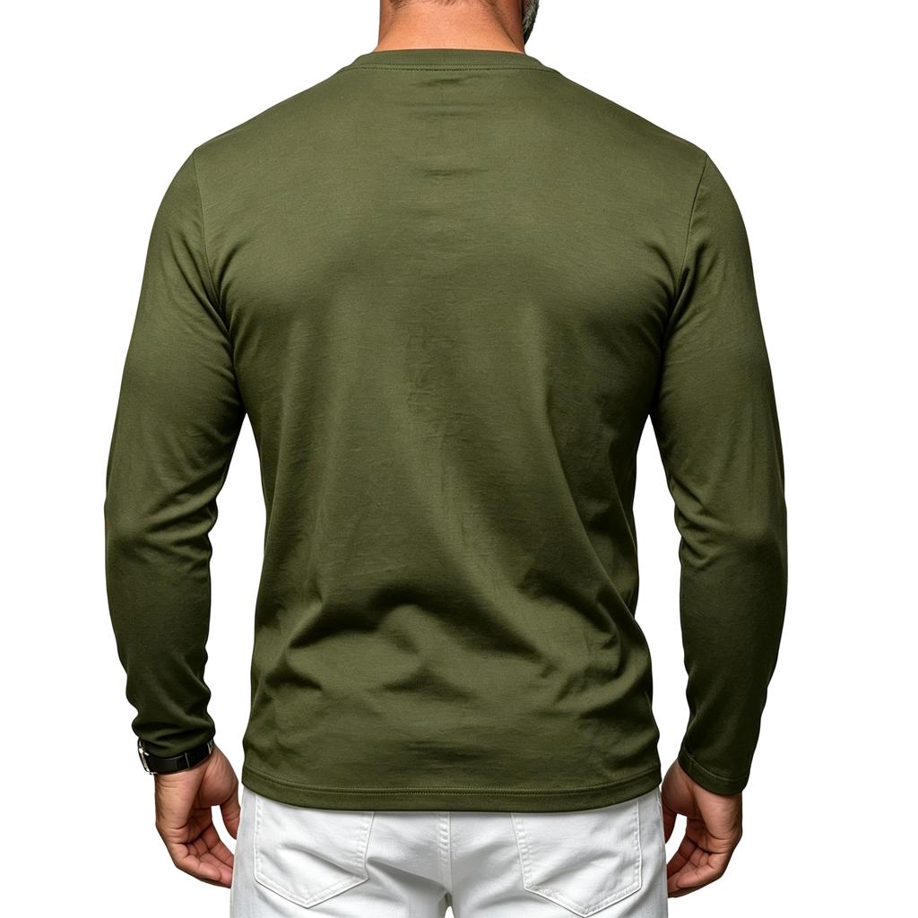 Men's Long Sleeve Neck T-Shirt Lightweight Breathable Loose Fit Casual Versatile Tee for Commuting