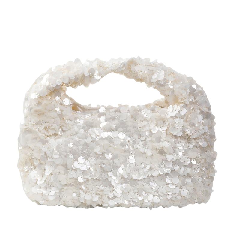 

2025 Glitter White Sequins Women s Handbags Luxury Elegant Evening Clutch Bags Exquisite Small Female Party Wedding Purse Clutch белый