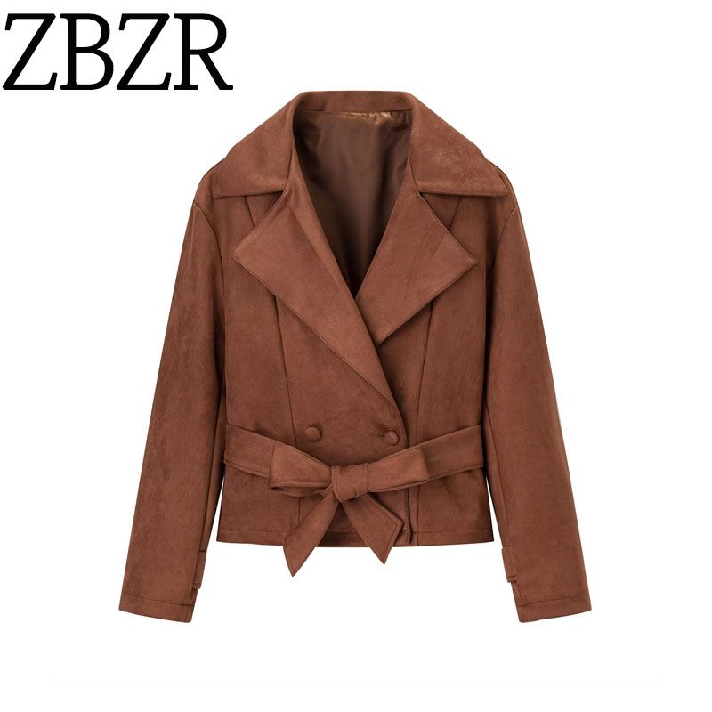 Za New Fall Women's Clothing 2025 Fashion Wind Stylish Fashion Tailored Collar Suede Double Breasted Outwear