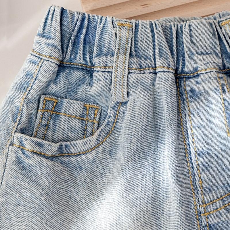 Girls' Short Denim Pants Summer Fashionable Style Children Jeans Pants Children's Korean Version Clothing