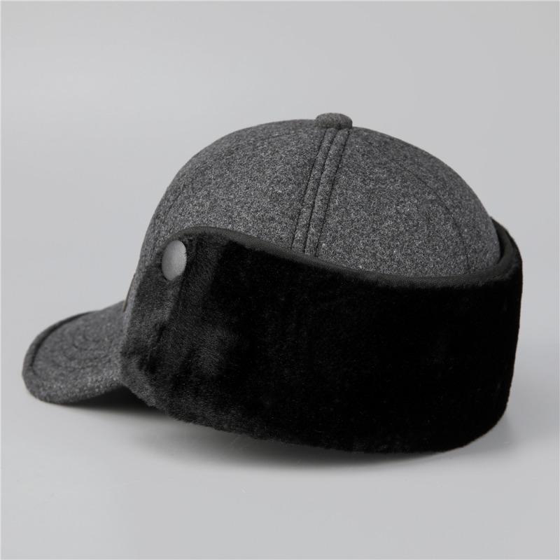 Middle-aged Hat Men's Winter Hat Woolen Ear Hat Hat Winter Thickened Warm Baseball Cap Cotton Cap