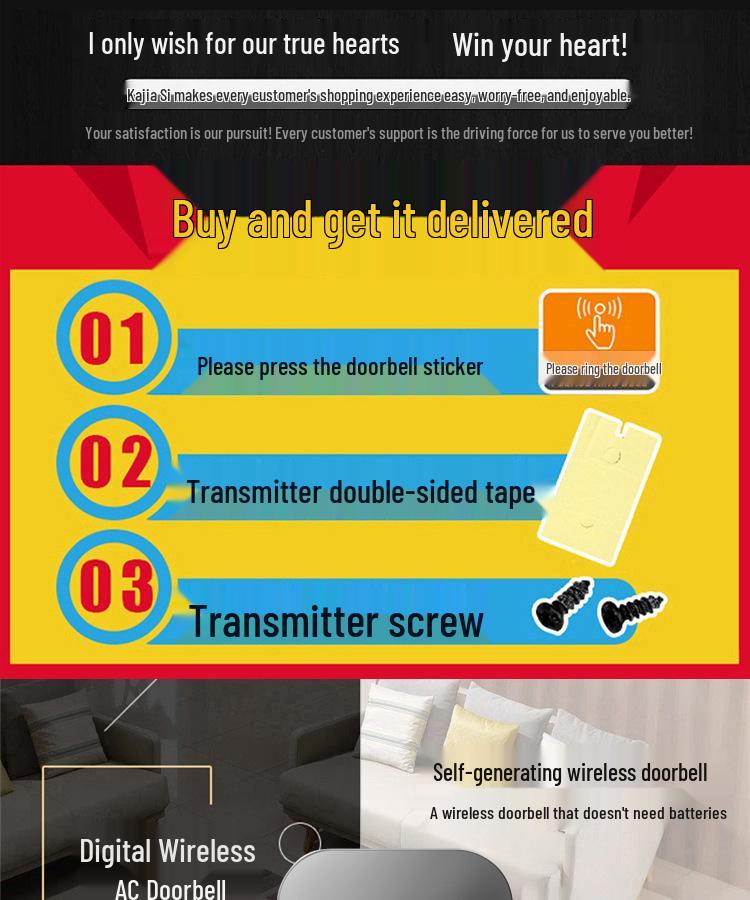 Battery-Free Smart Wireless Doorbell & Elderly Call Button