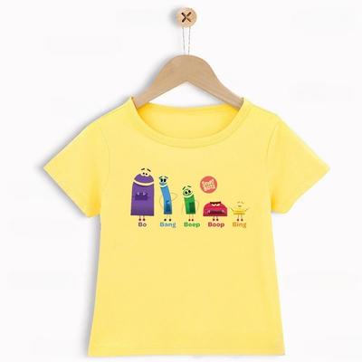 New Fashionable Short-sleeved T-shirt with a Fun Cartoon Story Robot Pattern for Children, Suitable for Summer Wear