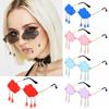Fashion Funny Cloud Shaped UV400 Rimless Sunglasses Steampunk Sunglasses Clouds Tassel Sunglasses Disco Glasses