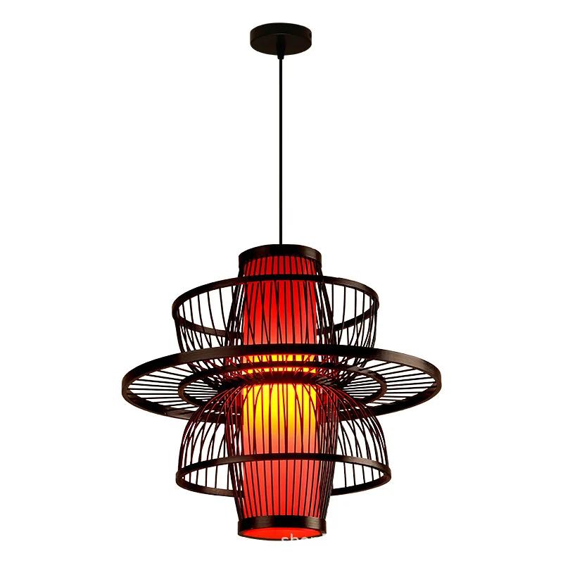 Chinese style bamboo pendant lamp, retro lamp, homestay, hotel, tea house, tea room, handmade bamboo woven lantern pendant lamp
