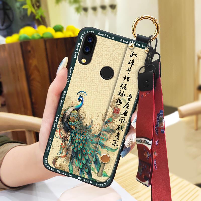 Shockproof Wrist Strap Phone Case For UMIDIGI Power Elderly Lady Protective Soft Case Kickstand Chinese Style Lanyard