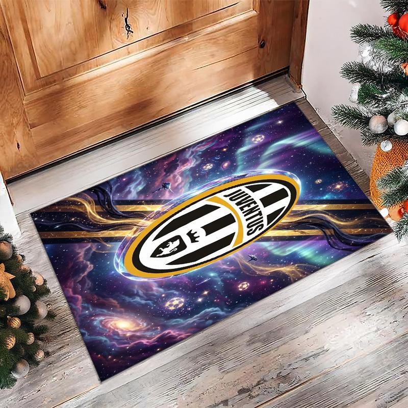 Juventus FC bedruckter Flanell-Teppich rutschfest weicher Polyester-Bodenbelag Indoor-Dekormatte für Schlafzimmer Wohnzimmer Sofa