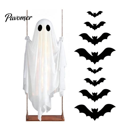 Einfach zu installierende Feiertagsdekoration Halloween Große hängende Schaukel Geist Dekoration, Leuchtend gruselige schwingende atmungsaktive Polyester mit 3D-Fledermäusen für Veranda,