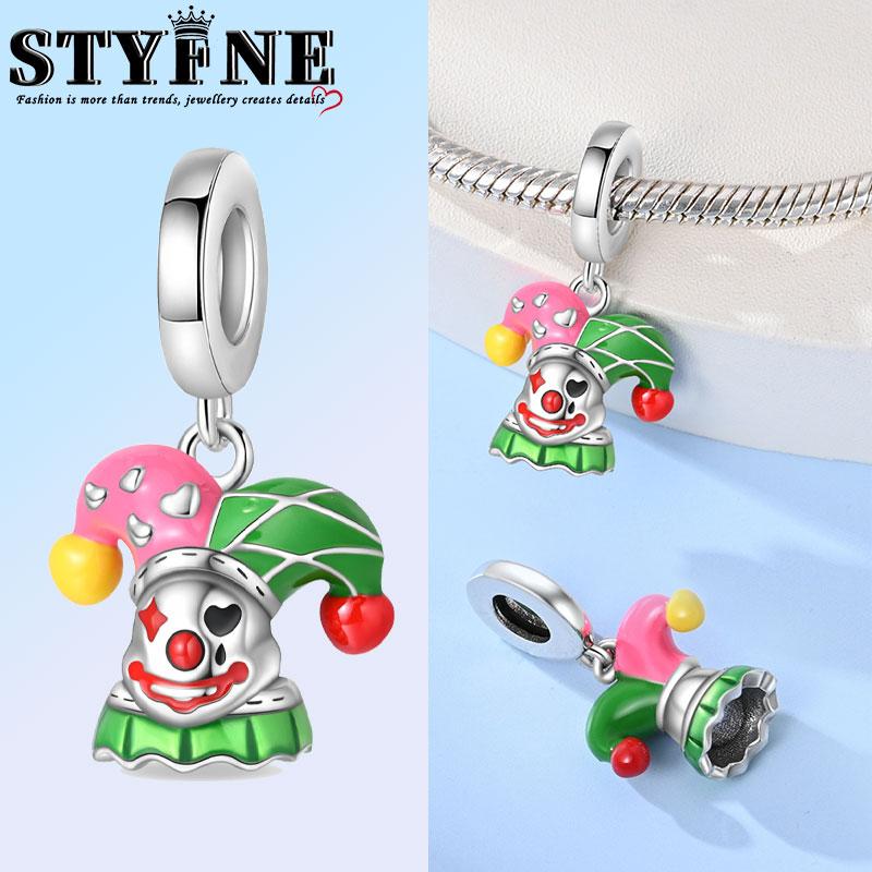 Halloween Series Copper Circus, Clowns & Tickets Triple Dangle Charm Fits 3Mm Bracelet Funny Joker Beads Jewelry