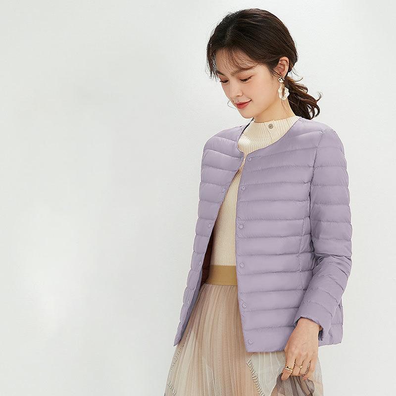 

Жіноча модна пухова куртка FiveFive в осінньому легкому тонкому короткому пуховику XXXXL світло-фіолетового кольору