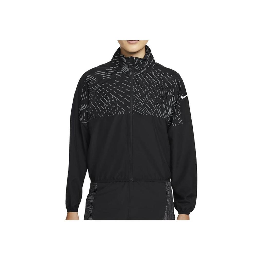 Nike Spliced Design Logo Print Stand-Up Collar Jacket Women Jacket Black DD6463-010