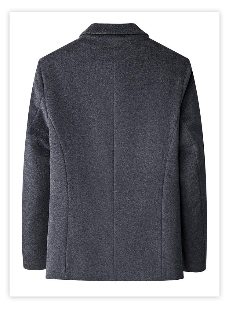 2025 Men's Business Casual Wool Coat for Middle-aged Men - Zipper Woolen Jacket for Autumn/Winter
