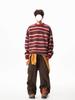 Unisex Retro Rot Gestreifter Mohair Pullover – Herbst/Winter Stil