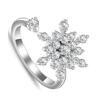 Silver Snowflake Winding Stackable Ring Spinner Rings for Couple Women Men