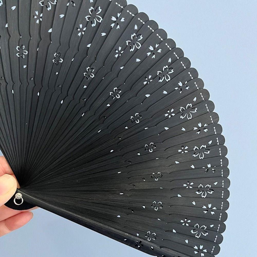 Portable Folding Bamboo Fan Solid Color Elegant Handheld Fans Tassel Folding Fan  Home Decoration