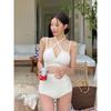 Pure desire wind sweet girl high sense light luxury simple cross shoulder strap high waist cover conservative split swimsuit women