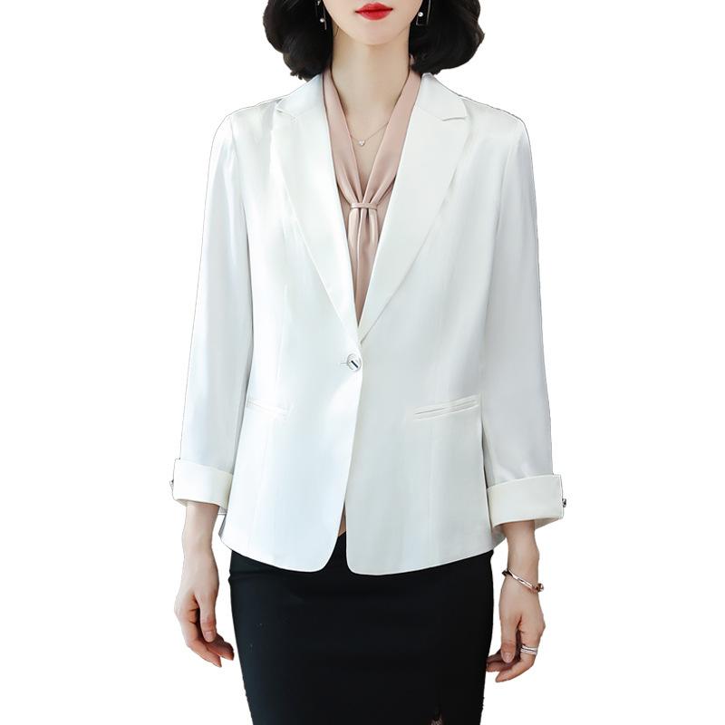 Professional temperament silk small blazer women's spring and summer mulberry silk casual loose large size suit