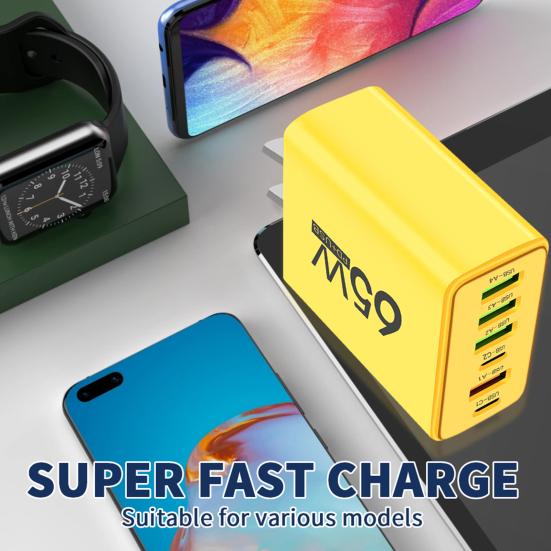 

Быстрое зарядное устройство 6 портов USB C PD 65 Вт Quick Charge 3 US Plug белый