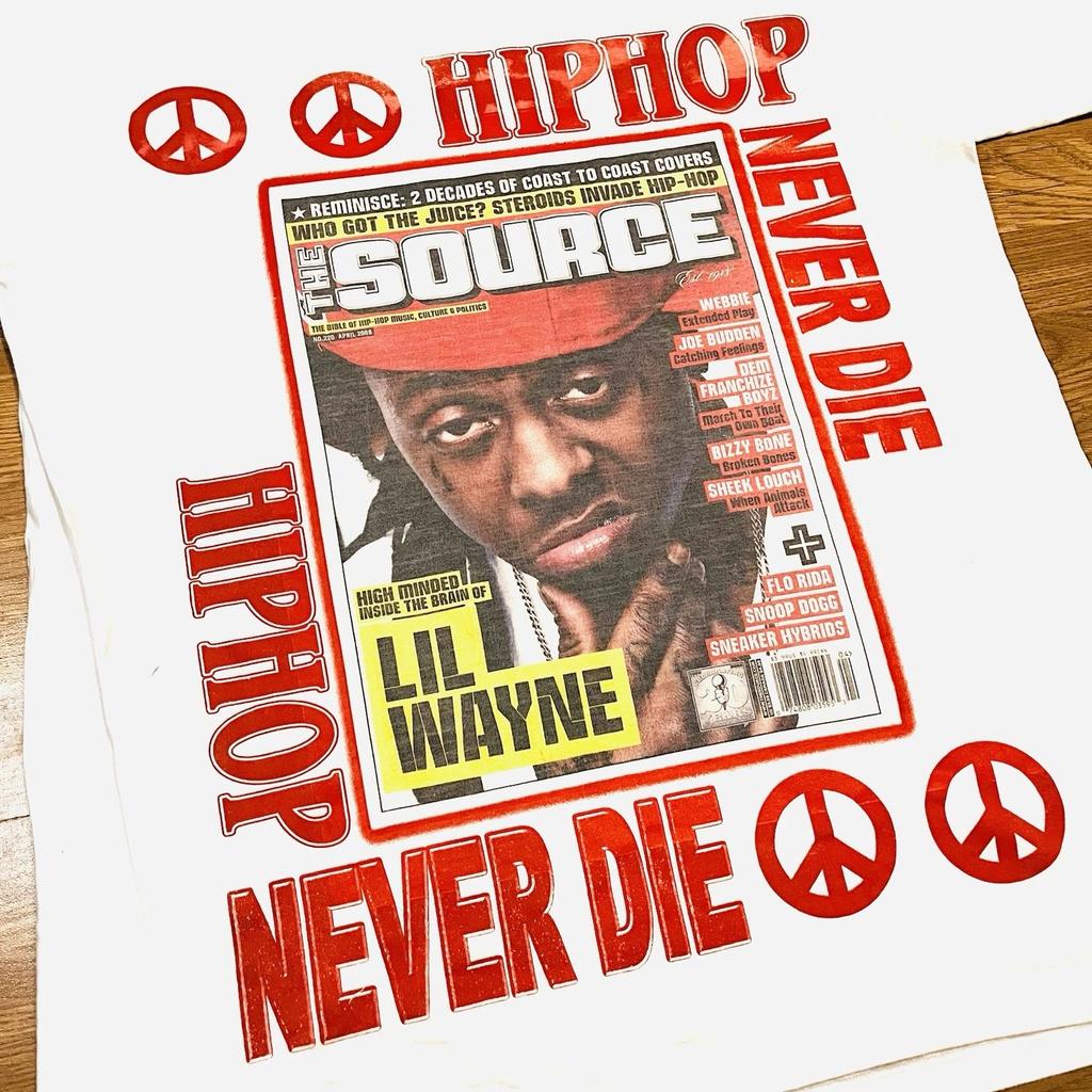 Summer Vintage Y2K Lil Wayne Rap Tee Size 2XL Rap Tee Source Magazine Hip Hop Weezy Breathable Sweat-absorbing Versatile T-shirt